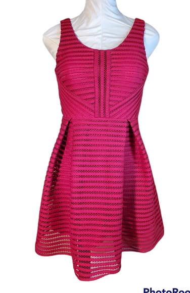 Flower by Charm's Paris Red Striped Mesh Mini Dress - Picture 3 of 8